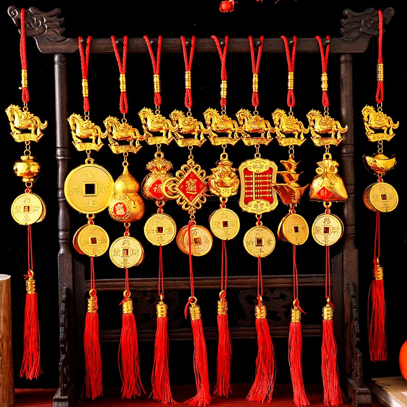 2026 Horse Year Wall Decor and Car Ornament, Chinese New Year Housewarming Gift, Lucky Red Gold Pendant, Perfect Charm for Home