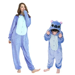 Stitch Cosplay Costume for Adult Stitch Angel Cosplay Costume Jumpsuit Pajamas Hooded Sleepwear Halloween Costume for Women