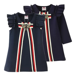 Robe d'automne en coton pour filles, haut d'été à manches pétales, robes très élégantes pour filles, vêtements de fête pour enfants, robe brodée de papillons