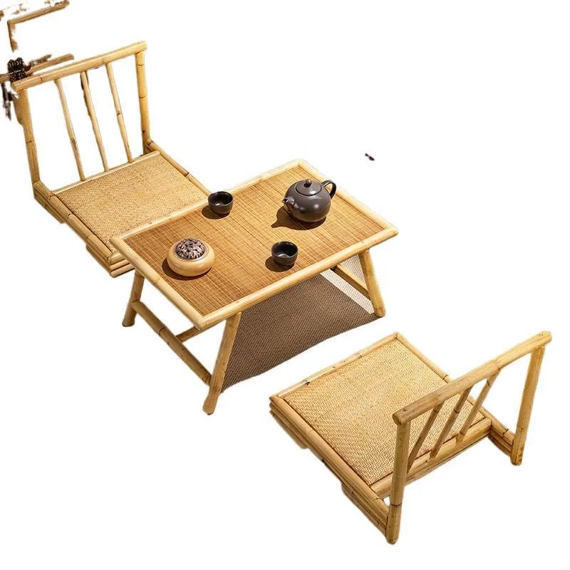

Simple tatami table and chairs Japanese bay window balcony small table