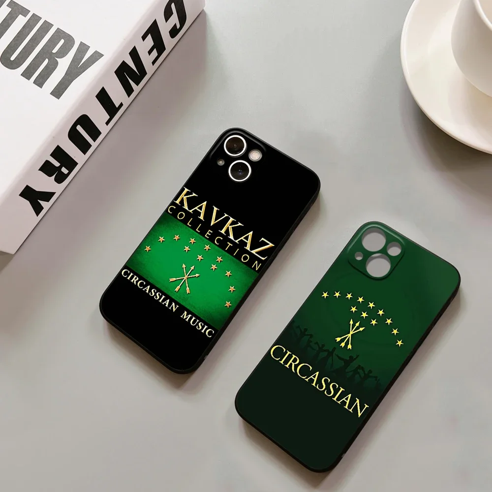 For IPhone 15 Pro Adygea Circassian Flag Phone Case for IPhone 15 14 13 12 Pro XR XS MAX Iphone Black Covers