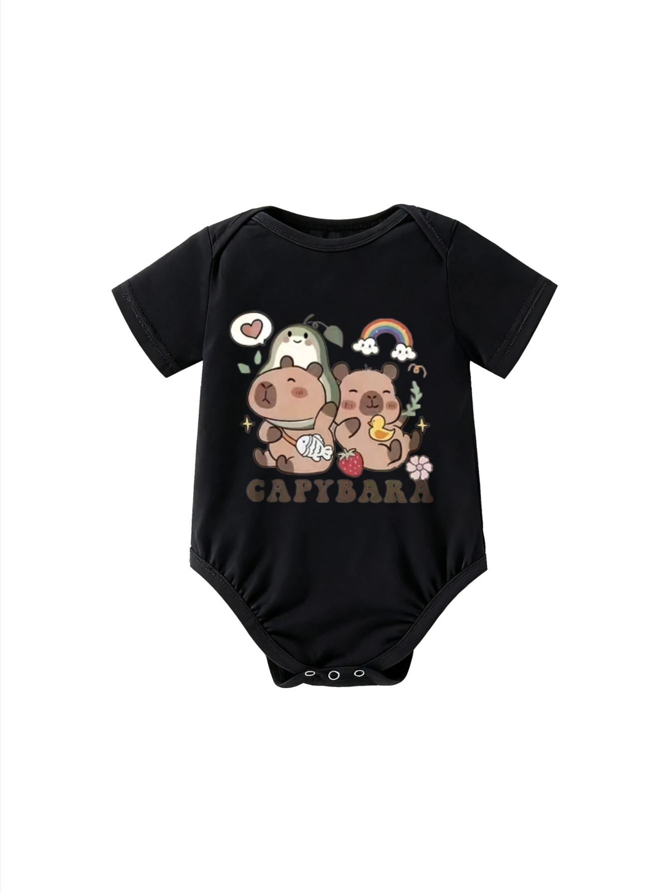 

Детское черное боди с капибарой, удержанием рыбы, утки, авокадо, радужной графикой, унисекс для маленьких мальчиков и девочек, игровая одежда