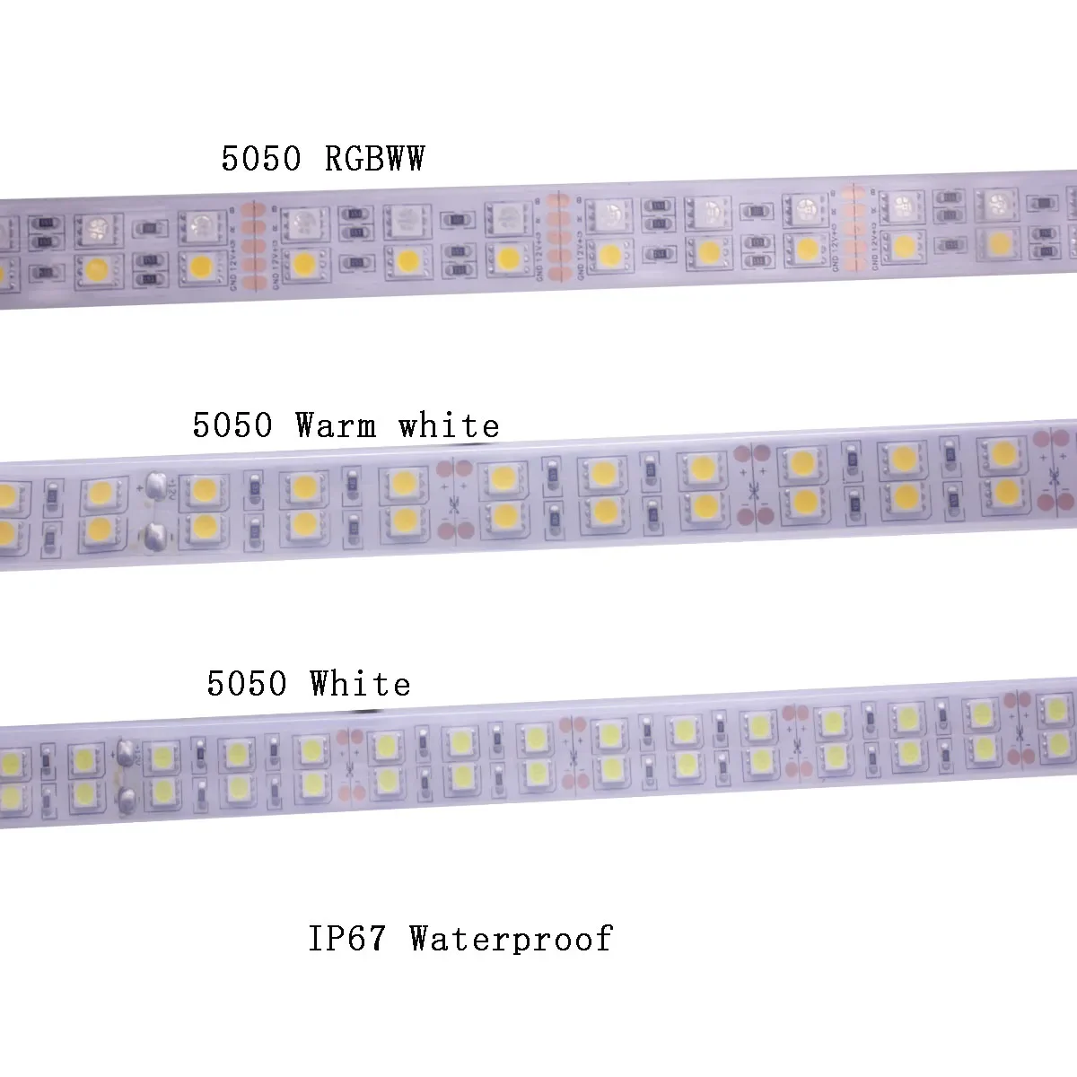 Double Row CCT RGB LED Strip Waterproof 5050 120LEDs/m 5M DC 12V 24V  White PCB RGBW RGBWW RGB  LED Light Flexible Neon Tape Luz