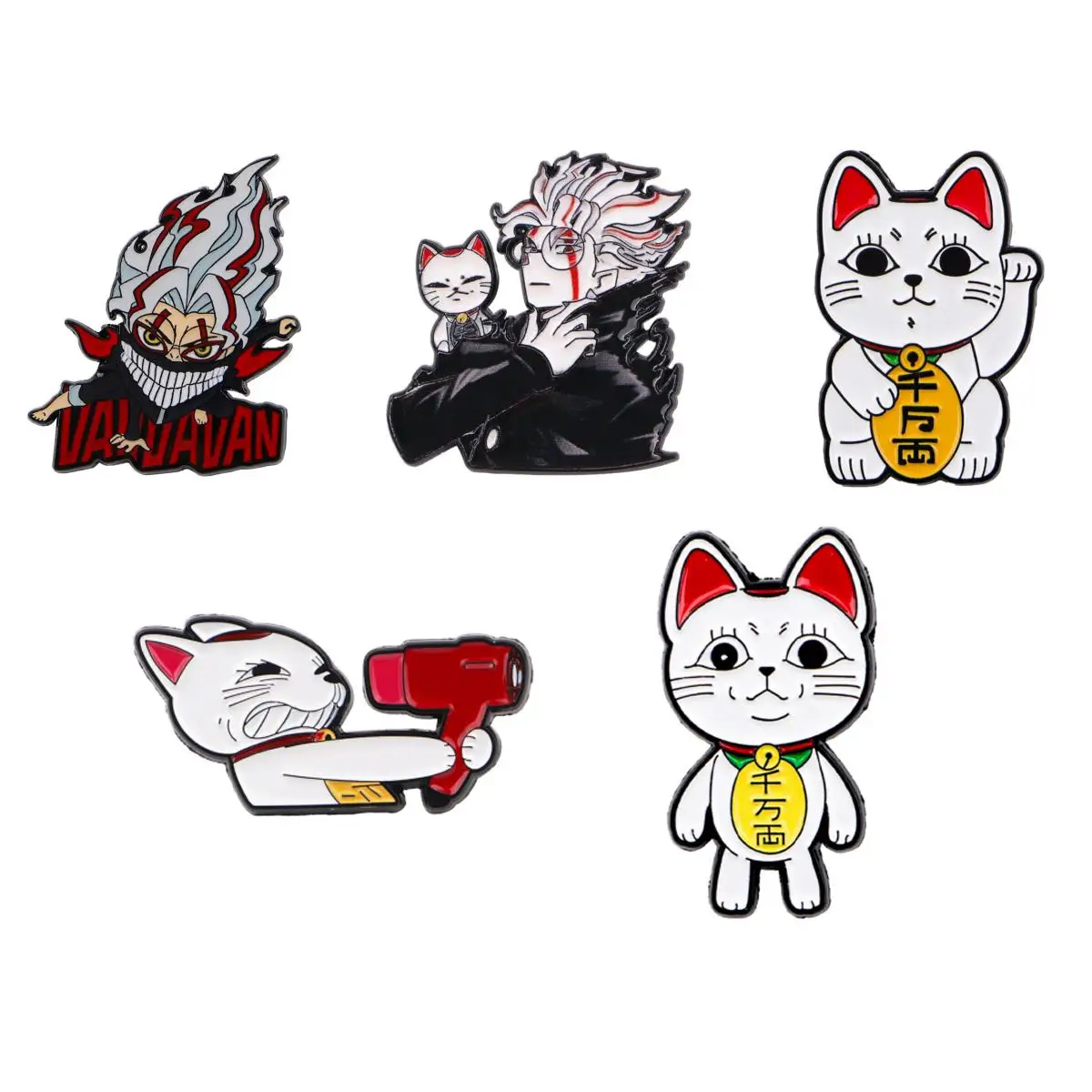 5er-Set niedliche Katzen-Emaille-Pins, Cartoon-Brosche für Mäntel, Damenbroschen, modische Reversnadeln, Schmuckgeschenk für Freunde