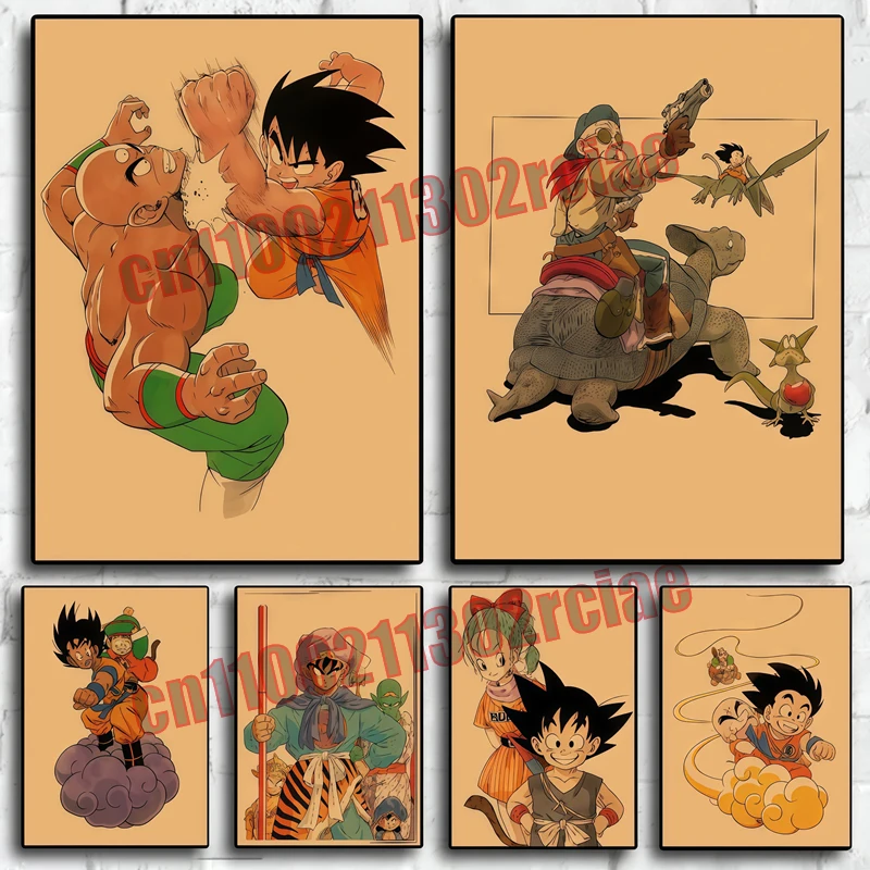 

Cartoon Cartoon Dragon Ball Goku Vegeta Retro Style HD Poster Suitable for Living Room Bedroom Wall Decoration Children's Gifts