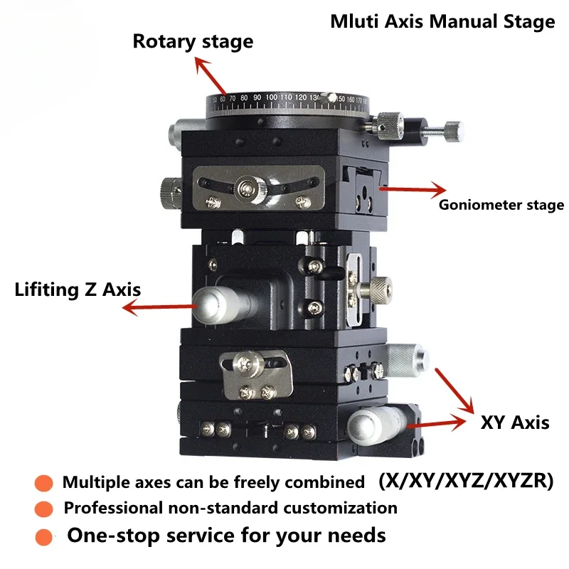 Customization 5 Axis 60*60mm Manual Linear Stage Platform XYZ   Micrometer Table for Test Instruments