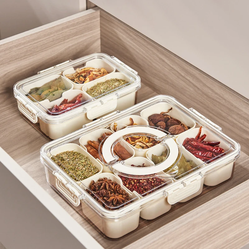 Plastic Spices Packaging Storage Box Sealed Transparent Dried Chili Seasoning Box Stackable Fresh-Keeping Spices Storage Box