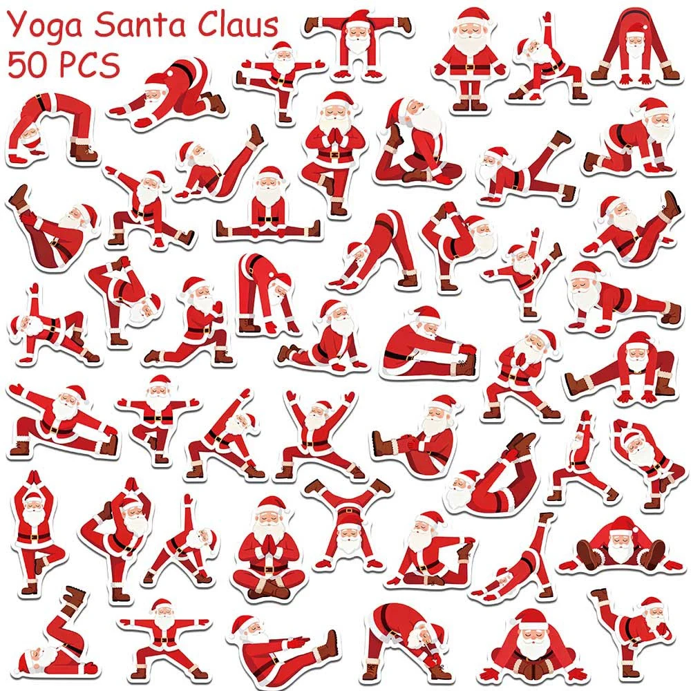 10/30/50pcs Dessin Animé Yoga Père Noël Autocollants Drôle Graffiti Autocollants Jouet BRICOLAGE Planche À Roulettes Téléphone Ordinateur Portable Cool Autocollant Étanche Pack