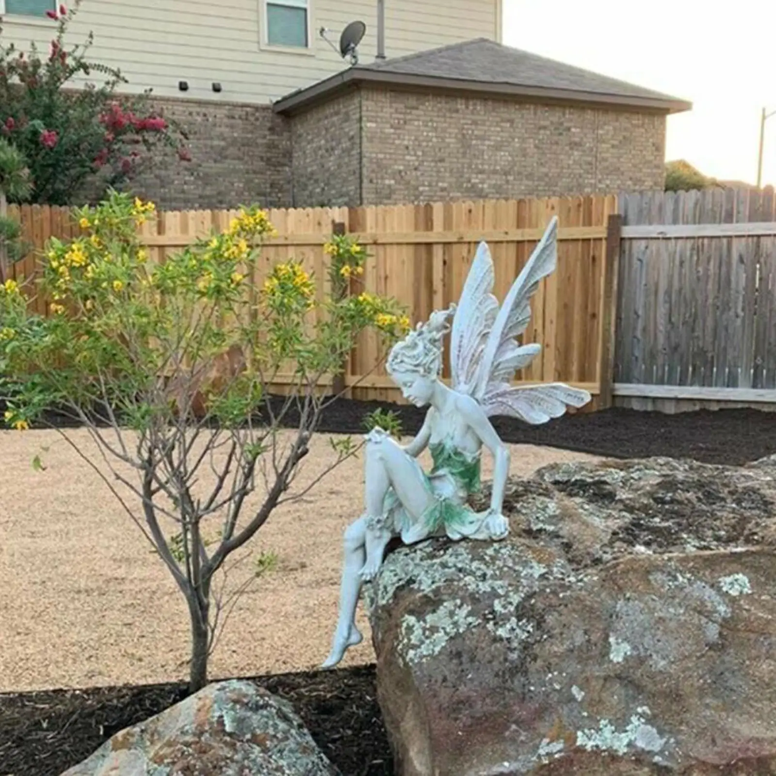 Fairy Statue Yard Ledge Figurine Lawn Porch Backyard Sculpture Decoration