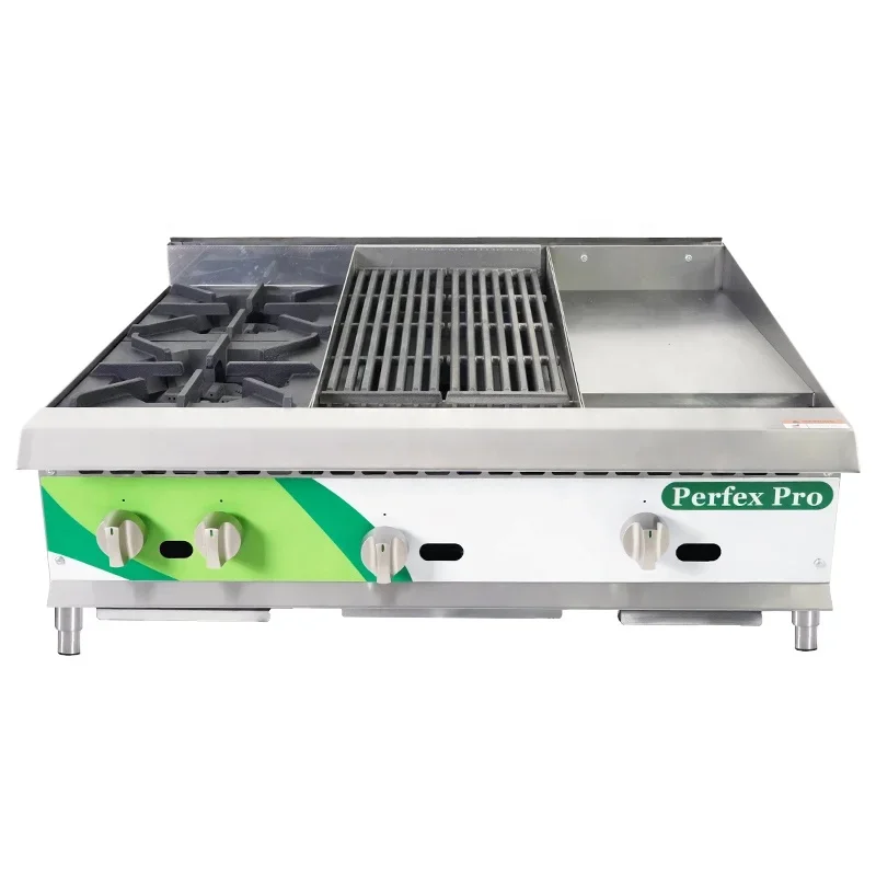 Table Top Gas Cooker With Oven And Grill Stoves Griddle 3 In 1 Combination Burner Cooker Range For Commercial Kitchen Equipment