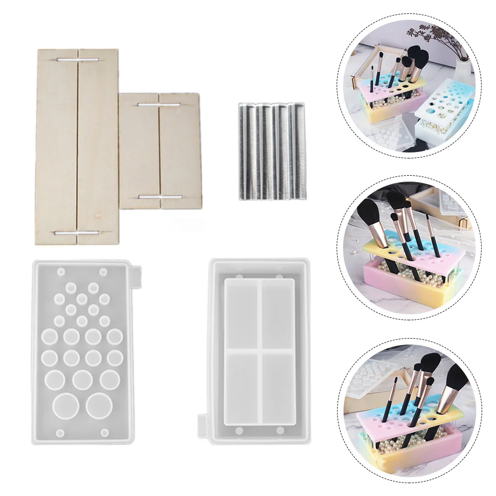1 مجموعة فرشاة للمكياج تصنيف إدراج قالب سيليكون لتقوم بها بنفسك قالب لسطح المكتب زخرفة صندوق تخزين راتنجات الايبوكسي الملحقات الحرفية #5