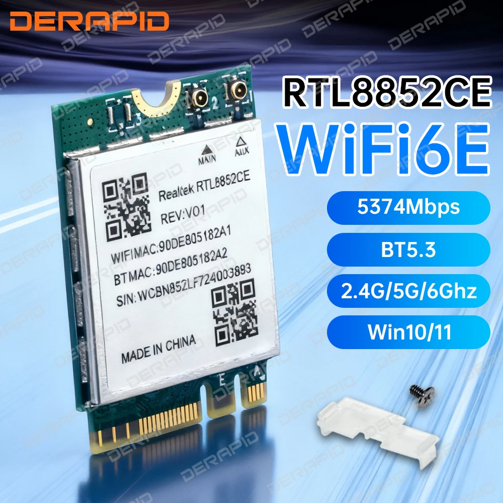 WiFi 6E ثلاثي الموجات RTL8852CE 5400Mbps محول لاسلكي بلوتوث 5.3 بطاقة استقبال الإشارة لنظام التشغيل Windows 10/11 RTL8852CE مثل AX210 #1