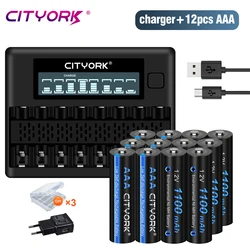 CITYORK 1.2V AAA 3A akumulator NI-MH + 8 gniazd ładowarka USB LCD do 1.2V AA AA ni-mh akumulator