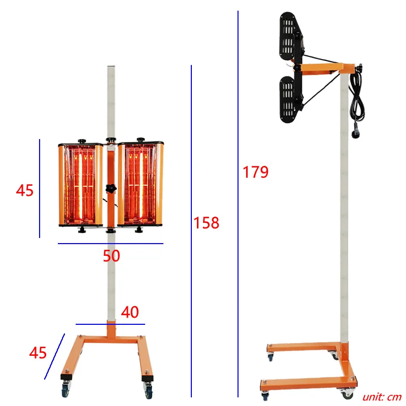 2000W Shortwave Infrared Paint Curing Lamp Mobile Infrared Varnish Drying Light Car Body Dryer Lacquer Heater Auto Repair Tool