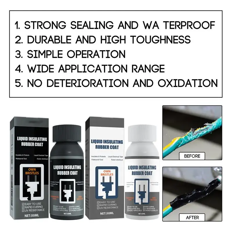 Electrical Tape Liquid Insulation Tape Black Insulation Adhesive White Insulated Glue For Sealing Insulation Of Wires/Sockets