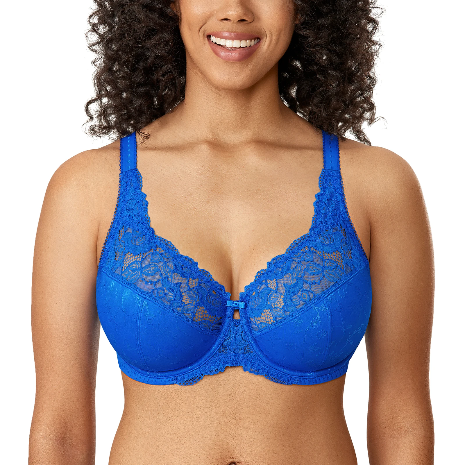 Women's Minimizer Lace Bra Plus Size Full Coverage Underwire Unlined