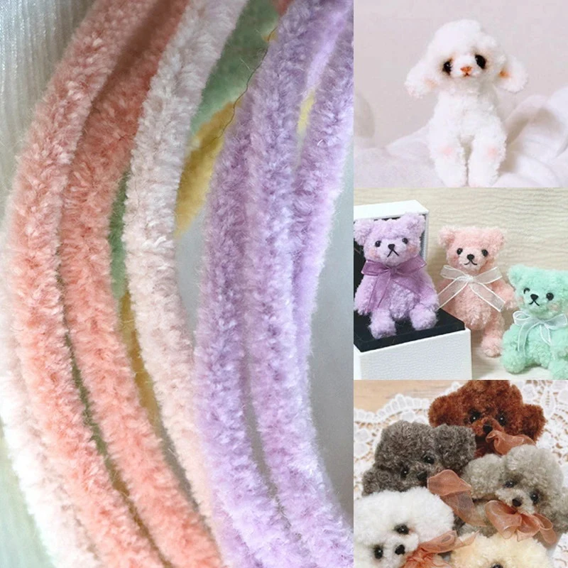 Bâtons de chenille en velours pour enfants, nettoyeur de tuyaux à tige, mignon chien, chiot, chat, créatif, mode, lieu de bricolage, 15mm x 1 feuille