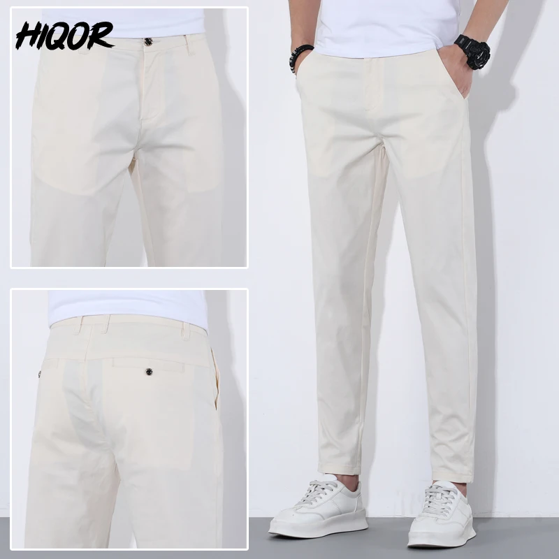 HIQOR Man Pants 9 Colors Mens Casual Long Pants Summer Thin Cotton Trousers For Men Breathable Streetwear Fashion Men\'s Clothing