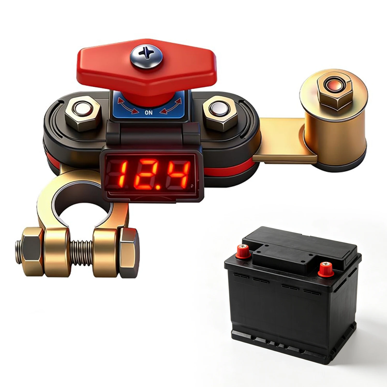 12V 24V Dual Rotation LCD Display Battery Disconnect Switch 100A Cut Off Alloy for Car Truck SUV RV Boat