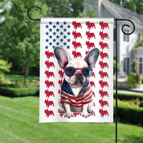 Bulldog Celebrate 4th Of July Freedom Day Garden Flag, Patriotic Bulldog Flag