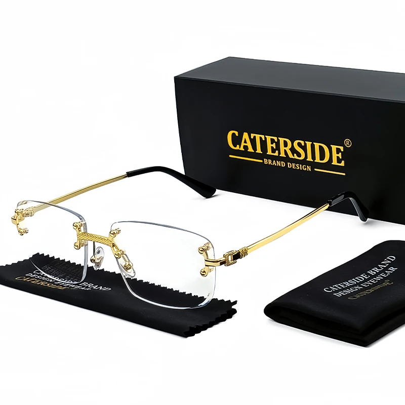 CATERSIDE Punk Rechteck Sonnenbrille Männer Frauen Luxus Designer Randlose Gradienten Objektiv Metall Sonnenbrille Für Männer Sport 2024 UV400 9