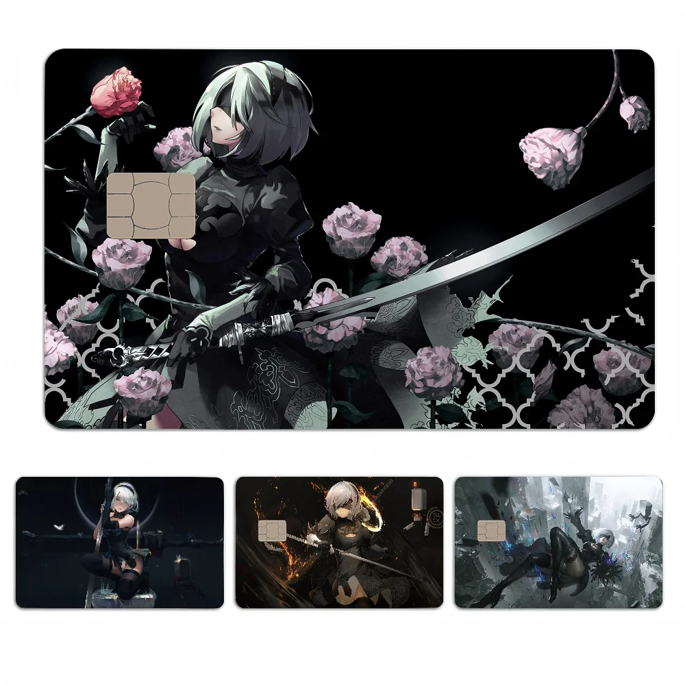 NieR Automata Kreditkarten-Haut-Aufkleber, keine Kleberückstände, wasserfest, für VISA-Kreditkarte, U-Bahn-Zugangskarte