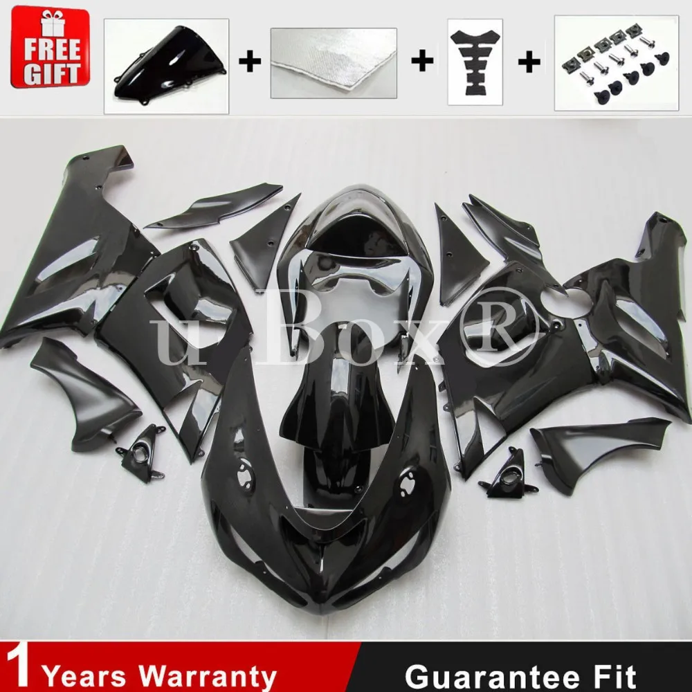 

Комплект обтекателей для мотоцикла из АБС-пластика, 4 подарка, подходит для KAWASAKI ZX6R 636 2005 2006 05 06, черный глянцевый Комплект кузова