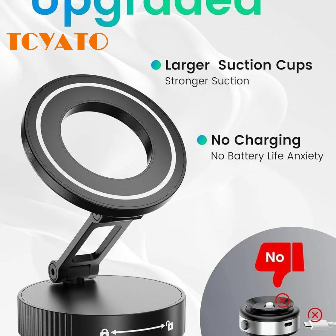 

TCYATOCross-border rotating vacuum adsorption magnetic suction bracket instrument panel suction cup car mobile phone bracket