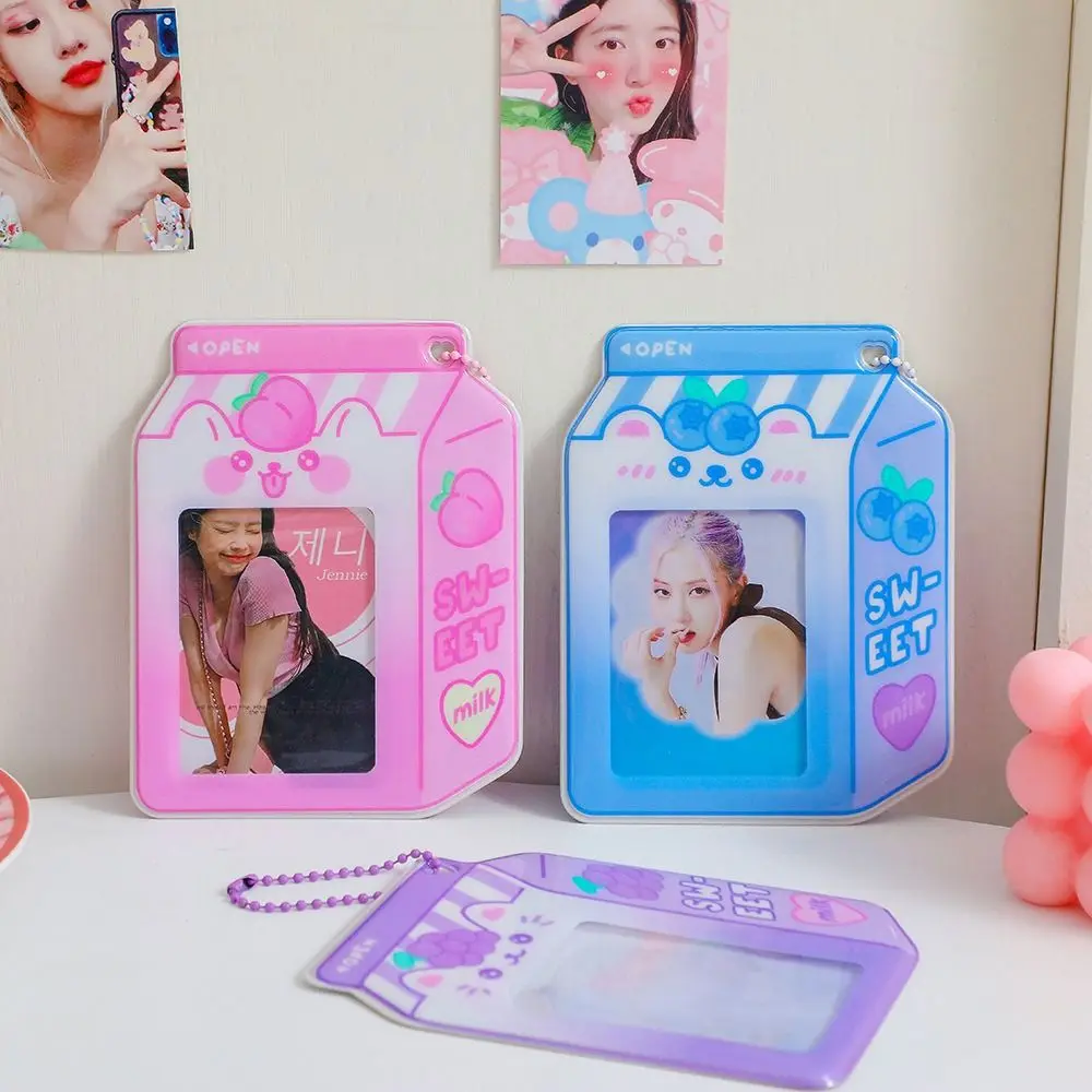 2024 3-inch Photocard Holder PVC Milk box Card Case Transparent Card Sleeve Student