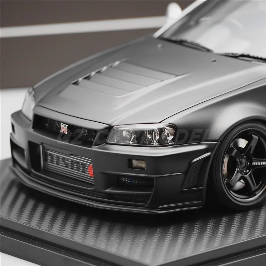 IG 1:18 Nismo R34 GTR Z-tune JDM Simulation Limited Edition Resin Metal Static Car Model Toy Gift