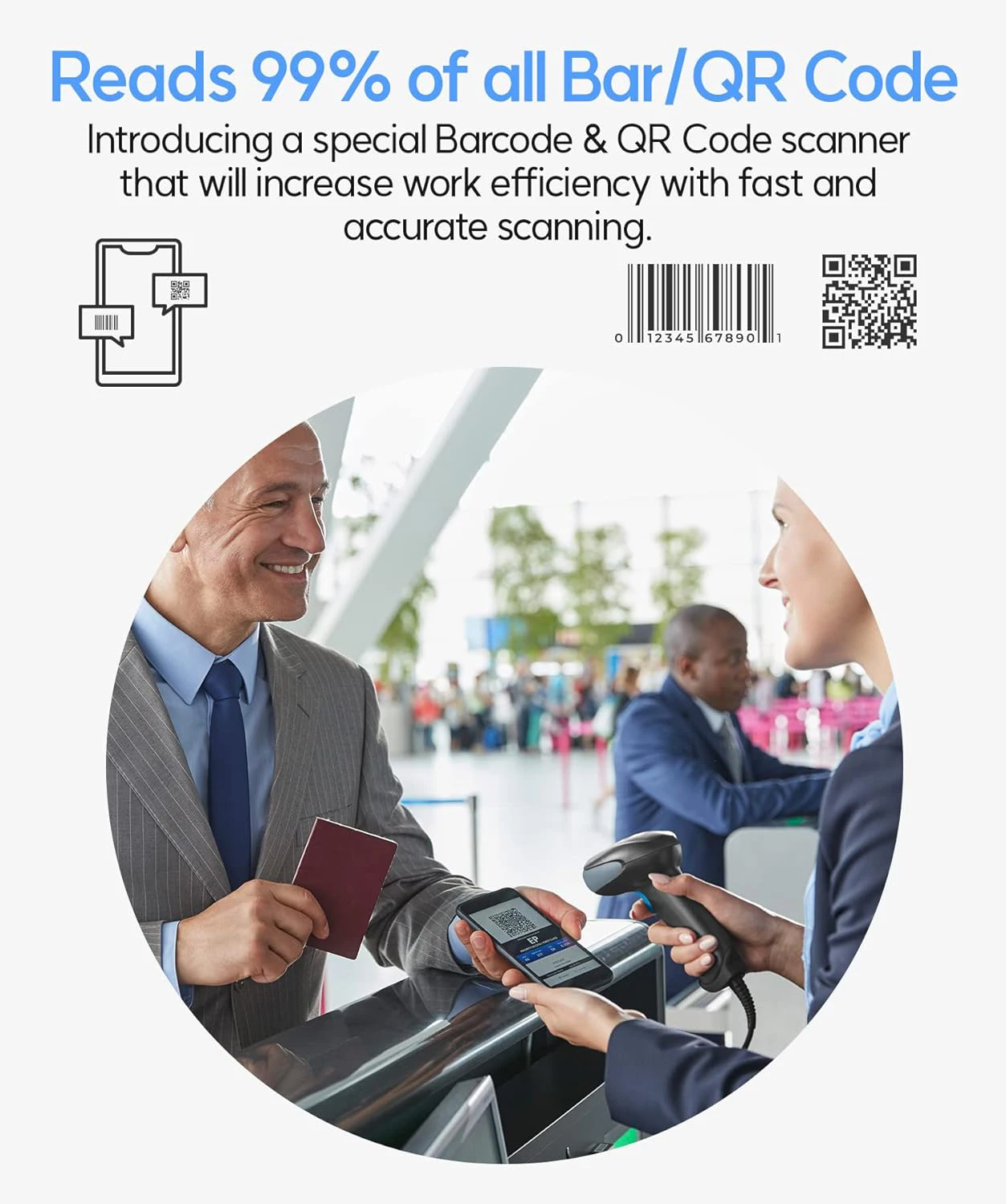 Barcode QR Code Scanner USB M930 2D Reader for Retail POS Library, Store, Supermarket, Medical, Warehouse