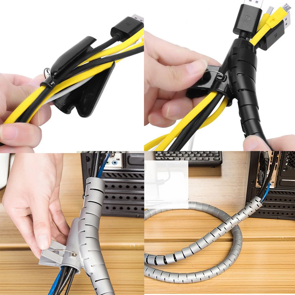 Flexible Spiral Cable Durable Easy To Use Sturdy Best-selling Practical Must-have Expandable Cable Management Organization Tool