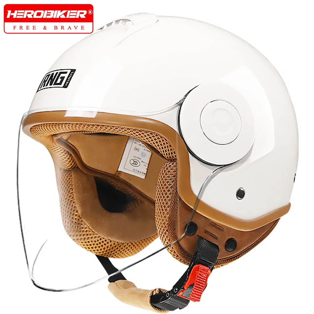 

White Women Motorcycle Helmet Retro Motocross Helmets 3/4 Open Face Helmet New Riding Cool Helmet Electric Vehicle Helmets