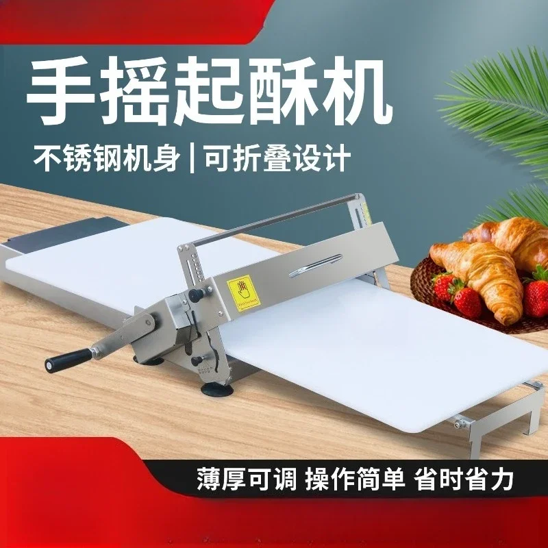 Manual Puff Pastry Machine Dough Sheeter Stainless Steel Adjustable Commercial for Bakery Kitchen Restaurant Home Hotel