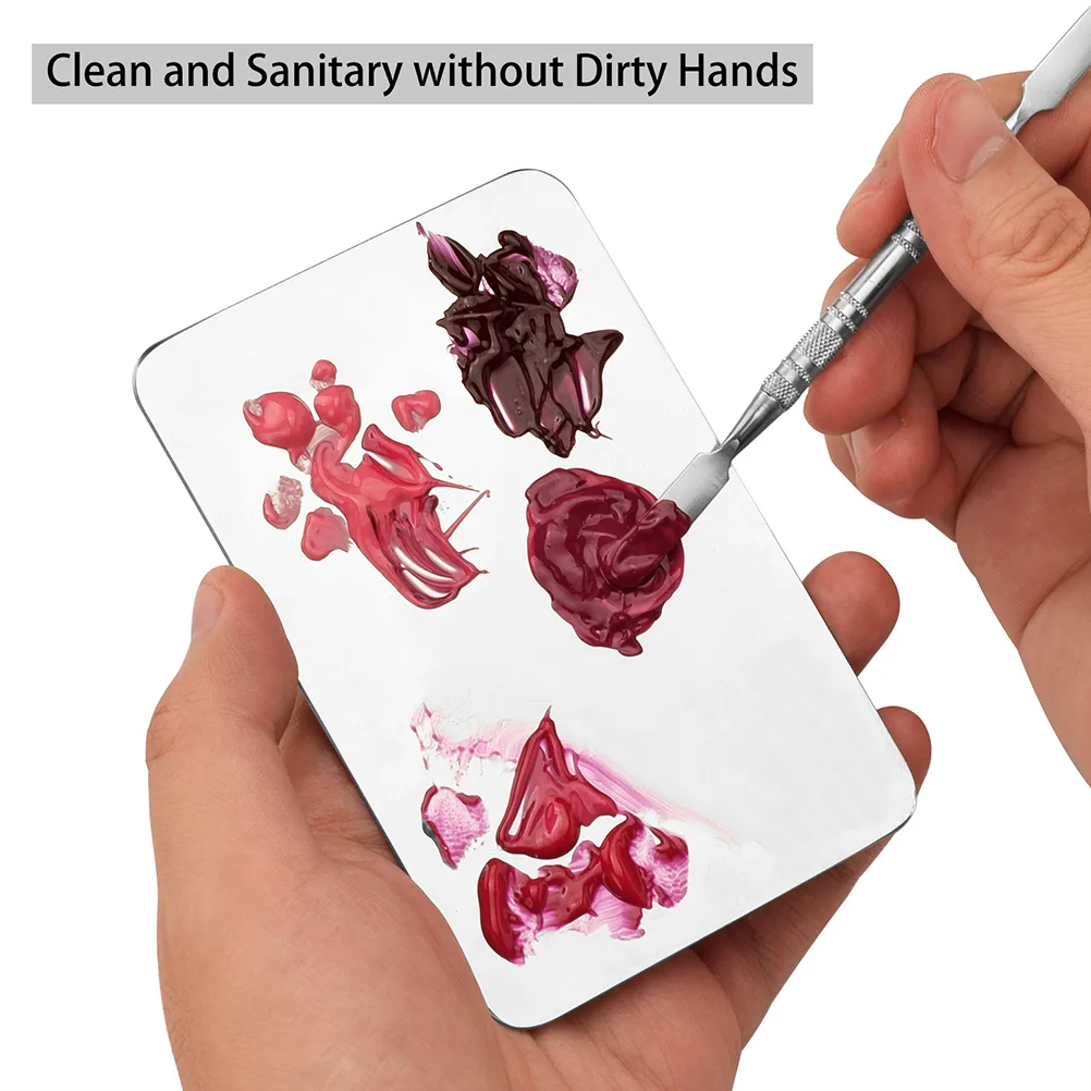 

Professional Makeup Mixing Plate Stainless Steel Spatula Foundation Blending Tool for DIY Skincare and Cosmetics