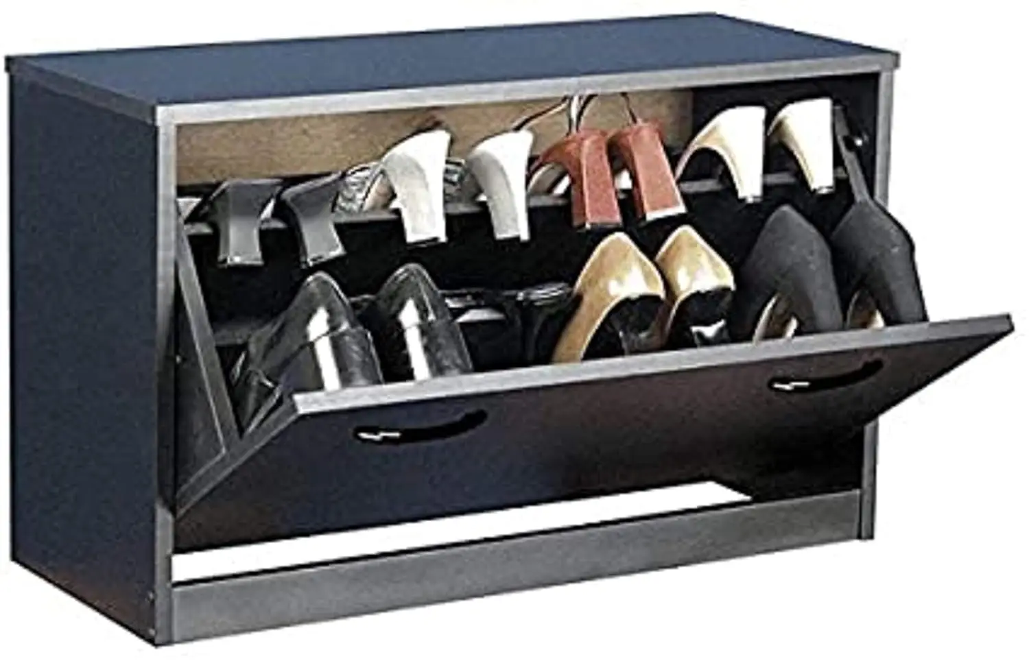 Stackable Shoe Cabinet Black Single Tier Organizer Entryway Storage 15x12x30