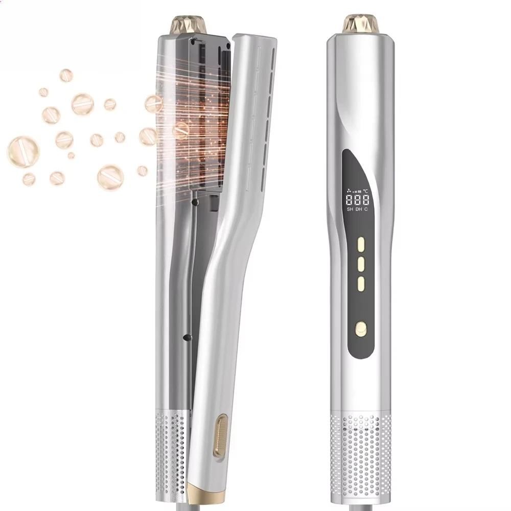 2 in 1 Wet to Dry Flat Iron Hot Air Styler Straightening Iron Planchas Para Cabello Airflow Hair Straightener with Negative Ion