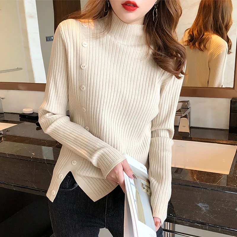 

Вязаный свитер, женские пуловеры, новый белый вязаный свитер с длинным рукавом, пуловер, женские топы, свитера Sueters De Mujer Q1121