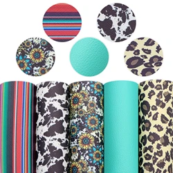4-5 Pcs/set 20*33cm Animal Leopard Cow Faux Leather Sheets Set Christmas Synthetic Leather Fabric DIY Earrings Bow Craft,1Yc6284