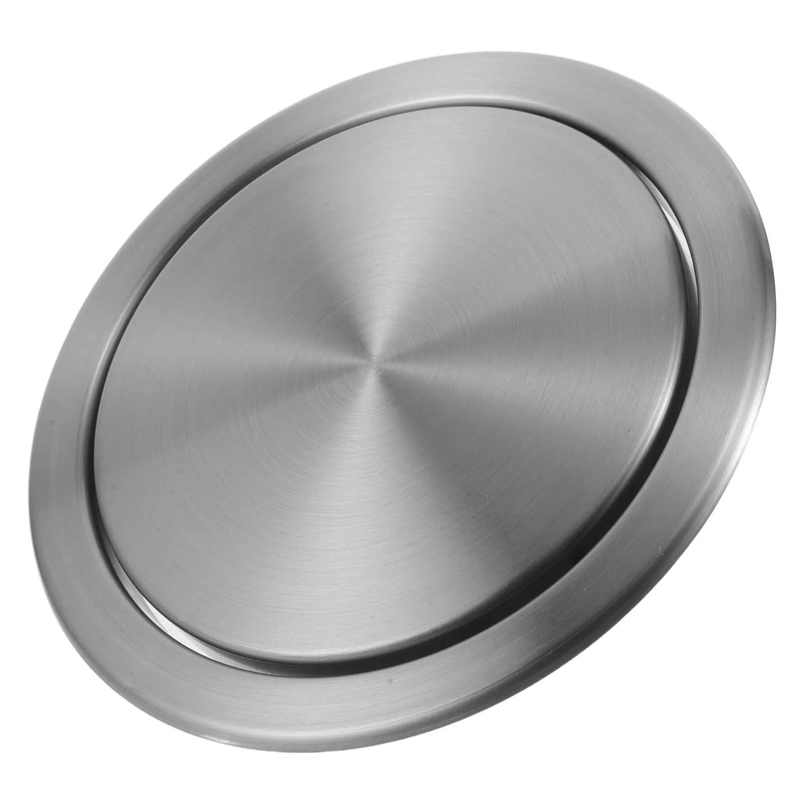 15-16Cm Stainless Steel Recessed Trash Can Lid Built-in Countertop Round Swing Cover Garbage Can Lid Replacement Kitchen
