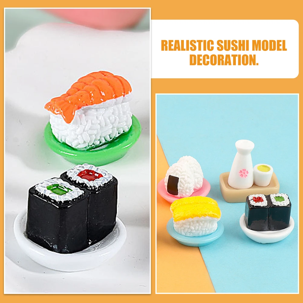 

12pcs Simulation Sushi Miniature Japanese Style Play Food Display Model Resin Props Decorative Lifelike Reusable