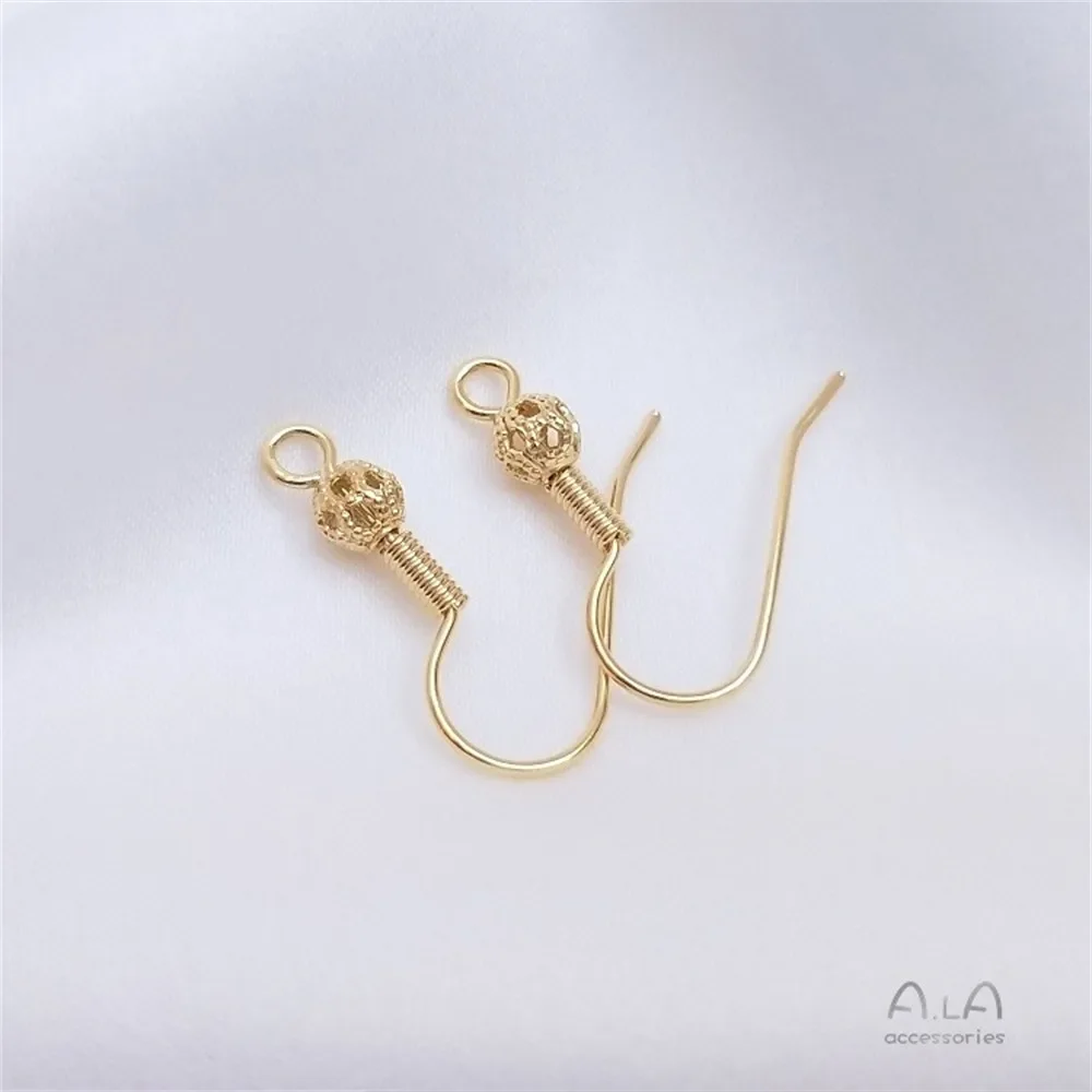 

14K Gold-plated Hollow Ball, Spring Ear Hook, Handmade DIY Earrings, Ear Accessories, Handmade Materials E062