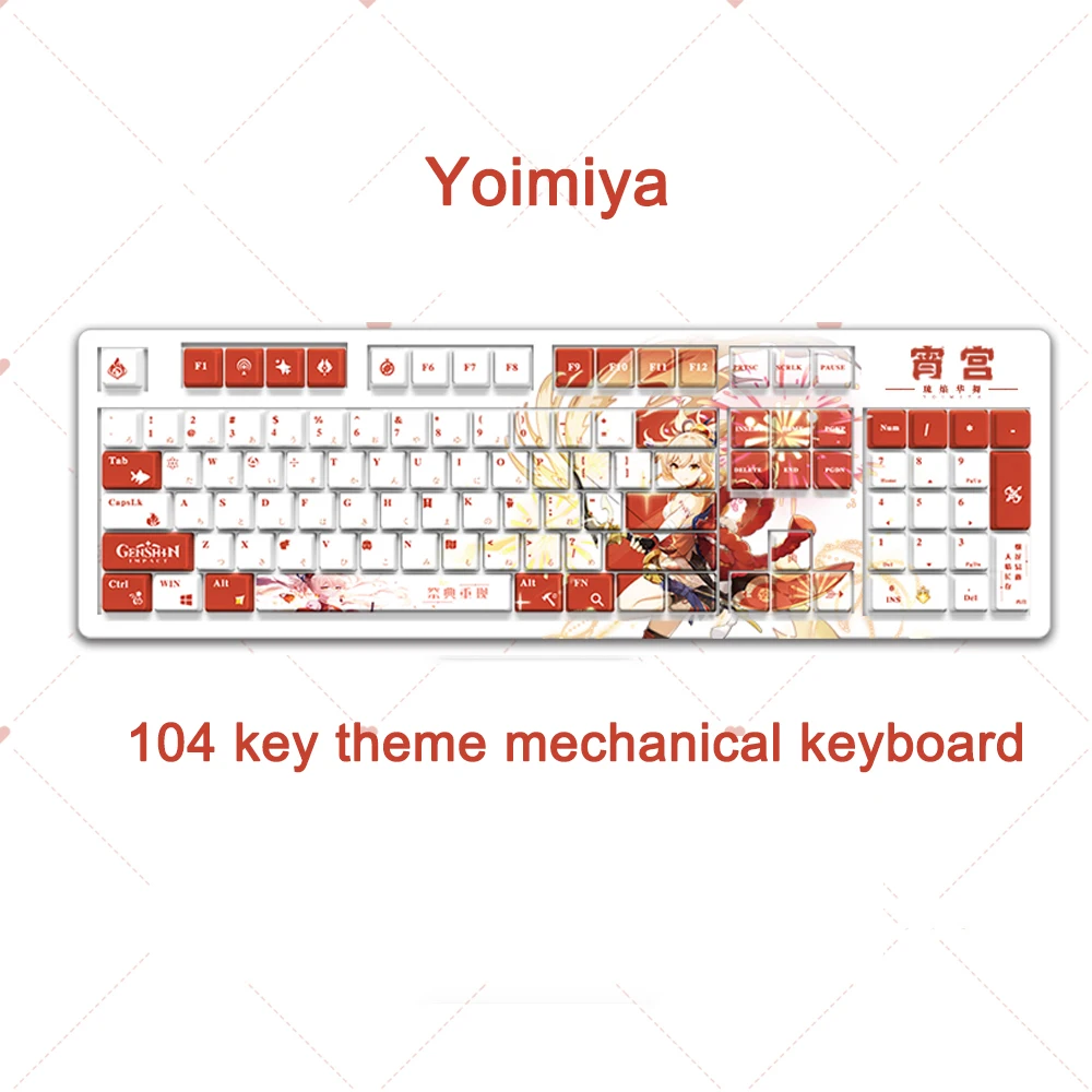 

F104 Mechanical Keyboard 3 mode Genshin Impact Game Customization 2.4G TypeC USB PBT Keycaps Red Switch Wired Computer Keyboard