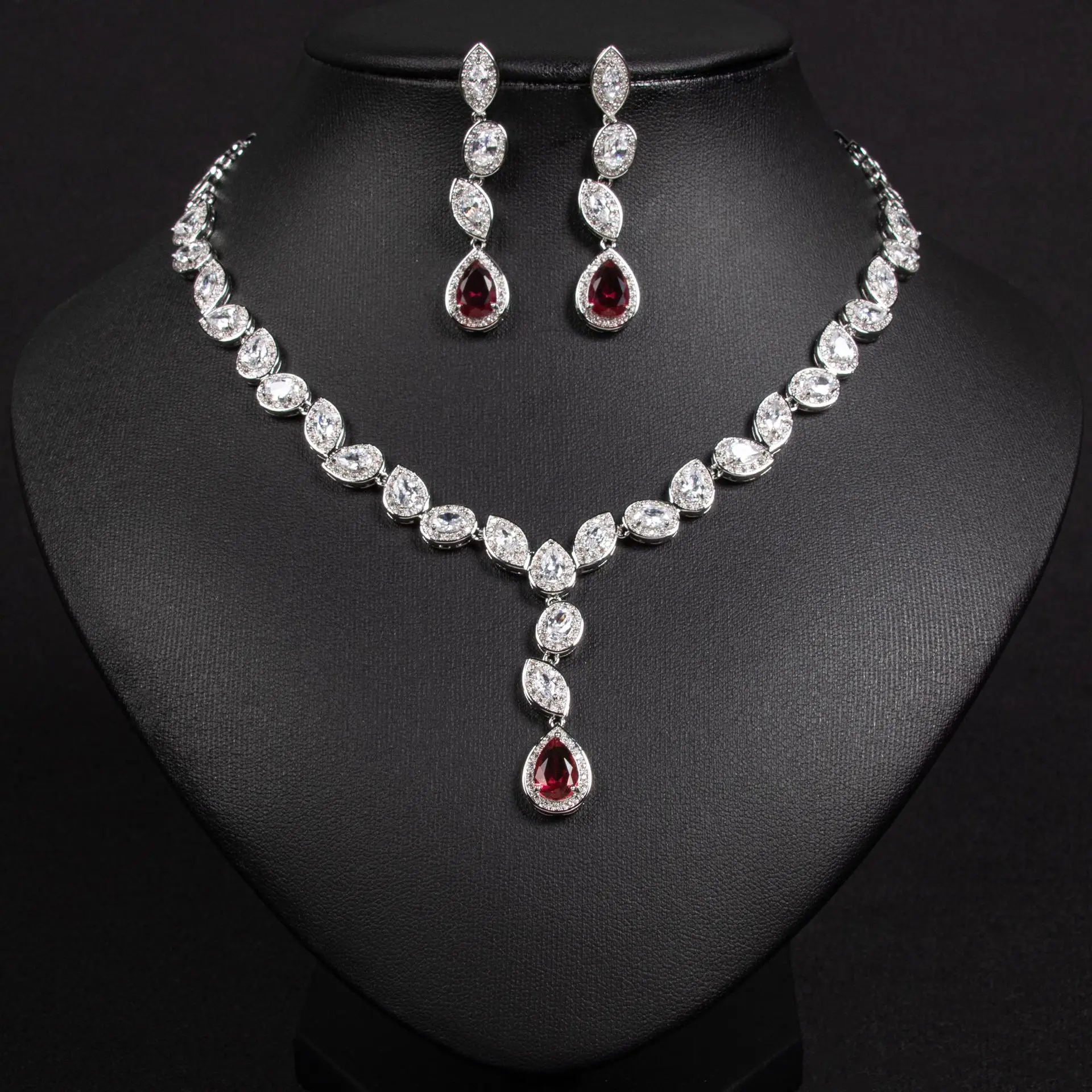 

New Multicolour Classic Ladies Pendant Necklace Earrings Leaf Jewellery Set Dress Party Prom Bridal Gift Accessories M-404