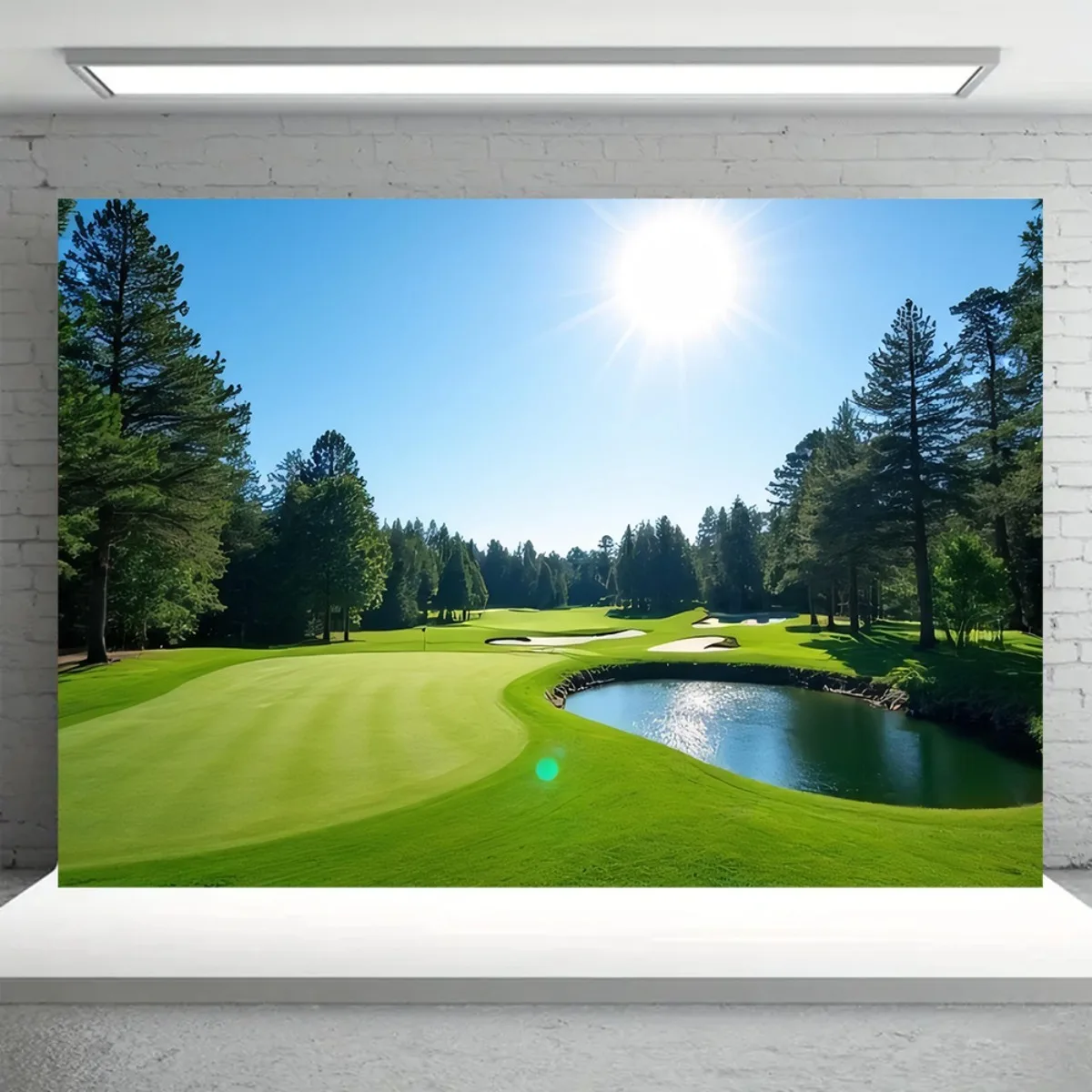 Golf Course Tapestry Wall Hanging Green Landscape with Lake and Trees Wall Art Tapestry Boho Home Decor for Bedroom Living Room