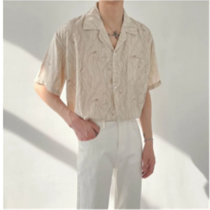 Korean version of fashionable casual summer shirt for men's high-end feeling without ironing shirt for men's clothing  E0011