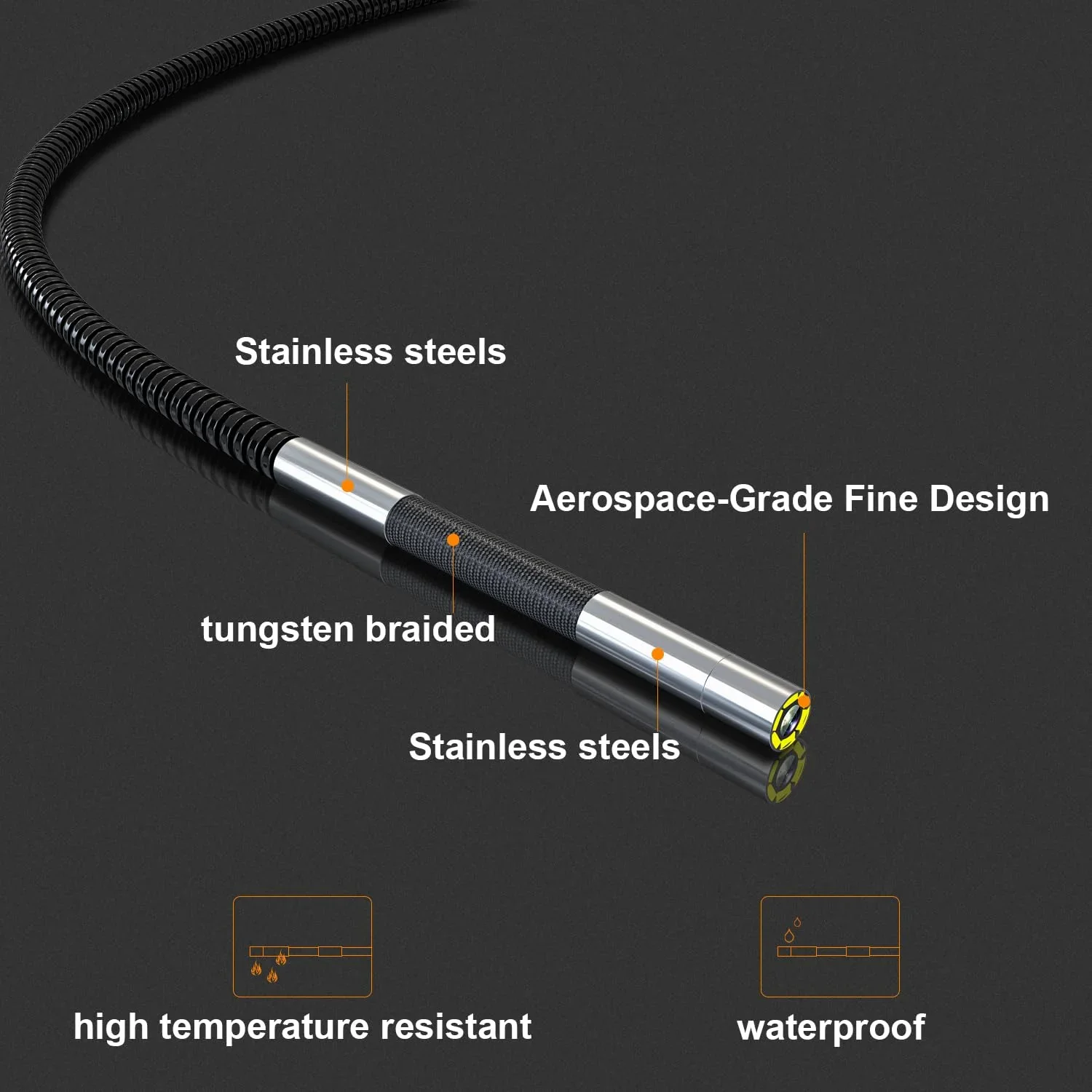 2 Way 360 Steering Industrial Endoscope Inspection Camera Plumbing Articulating with 5" Screen 6 LED  6mm & 8.5mm 3m 5m Free