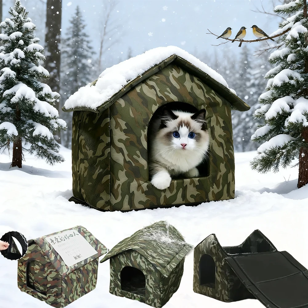 

Waterproof Outdoor Cat Tent Stray Cat Dog House Wind Shield Foldable Easy Installation Long-lasting Warmth Nest for Stray Puppy