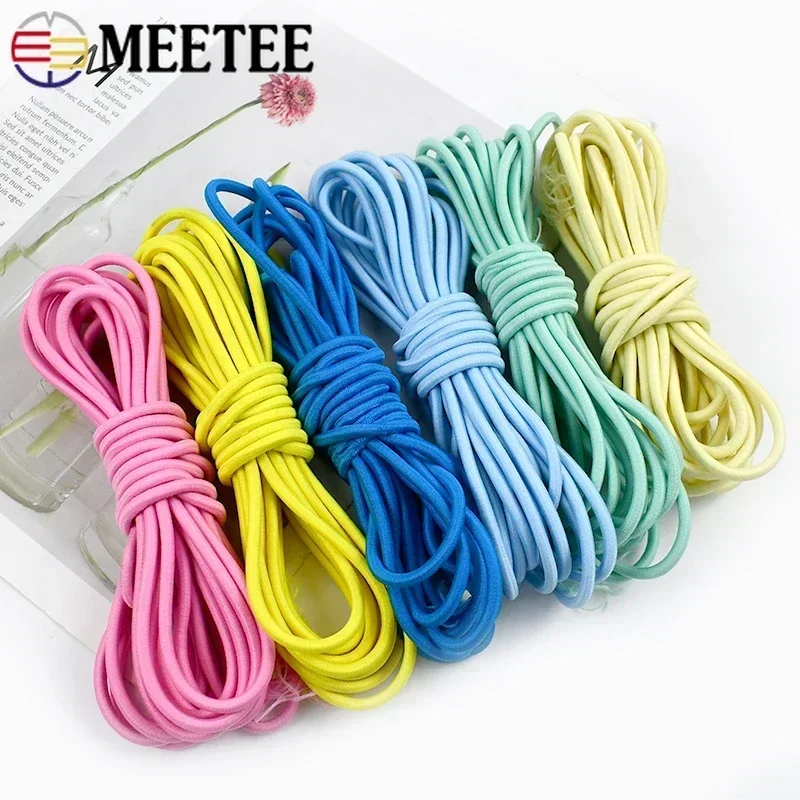 5/10/20M Meetee 4mm Fascia elastica Corda elastica colorata Corda di gomma per vestiti Fasce per capelli Corda a molla Accessori per cucire fai da te