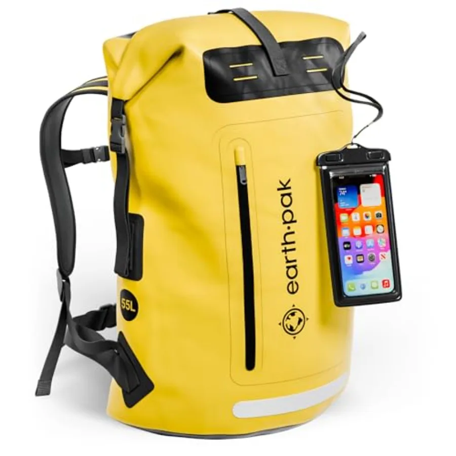 

Waterproof Backpack - Heavy Duty Hiking Backpack - Roll-Top Closure Bag - Cushioned Dry Bag Waterproof Phone Case